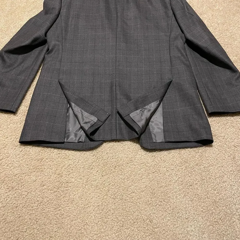 Pronto Uomo Blazer Mens 42 Regular Plaid Wool Sport Coat Platinum Two Button
